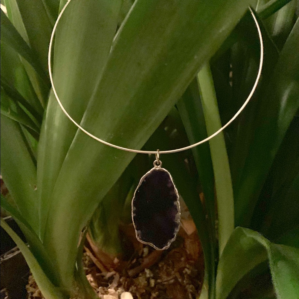 VACATION HOLD Purple agate statement necklace